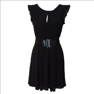 -- Elegant Black Dress with Belt
